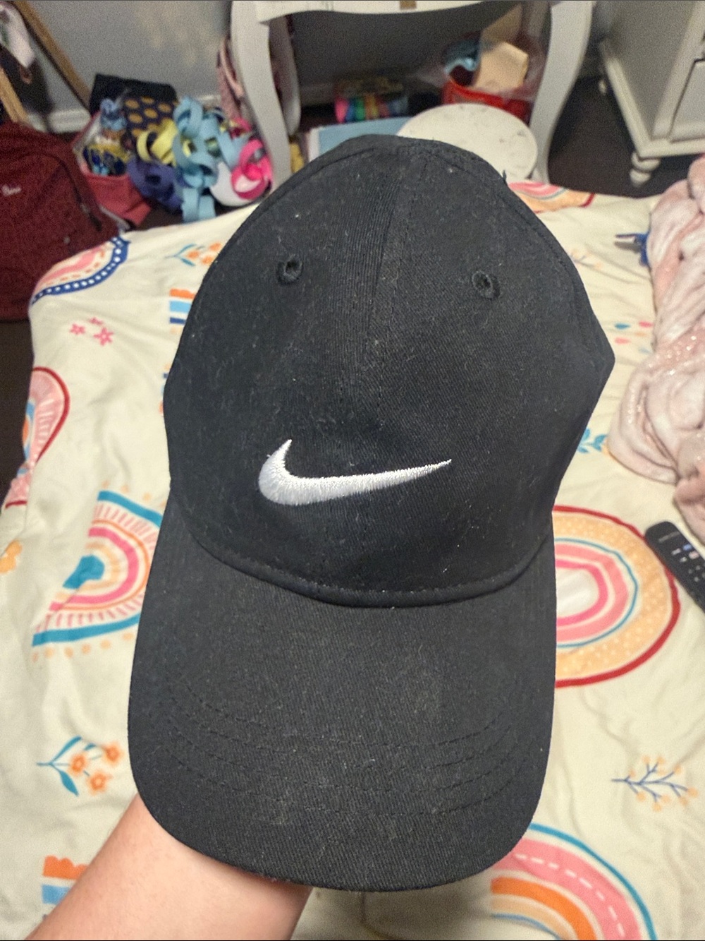 Nike Black Baseball Cap with White Swoosh Embroidery